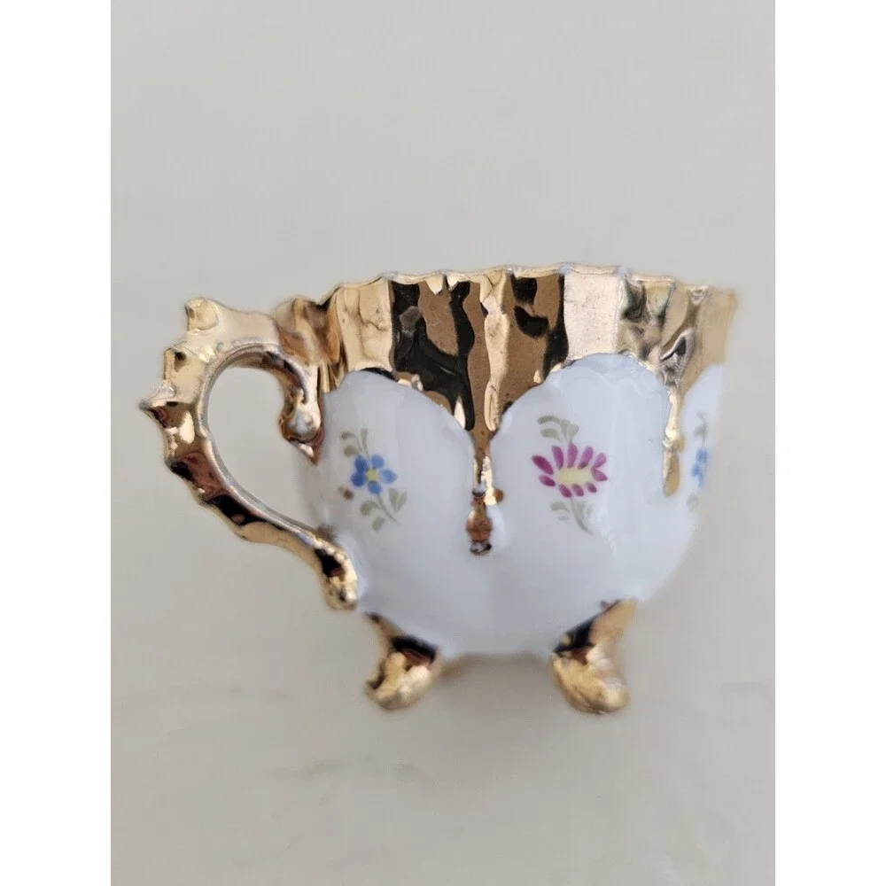 Vintage Mini Floral And Gold Tea Cup